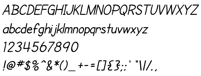 Попередній перегляд шрифта SF Cartoonist Hand Italic