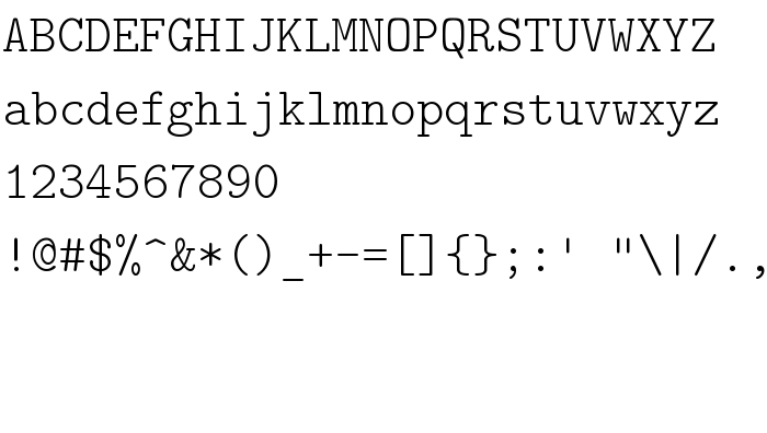 Попередній перегляд шрифта Latin Modern Mono Light 10 Regular
